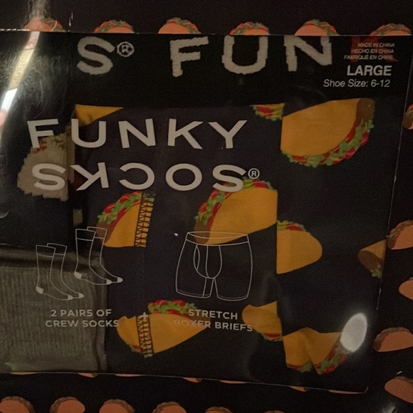 Funky Socks + boxer briefs Men’s TACO inspired 3 piece gift set size large - Picture 4 of 7